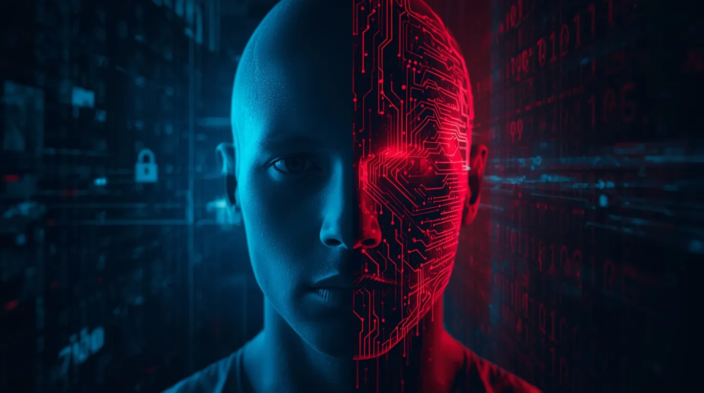 Portada del artículo sobre ciberseguridad e inteligencia artificial con la estética de terminal técnico de Nexarys